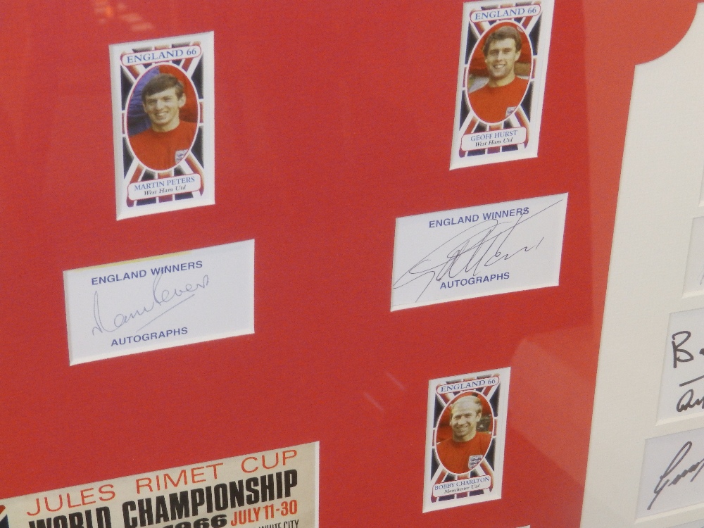 A framed montage of 1966 World Cup souvenirs, featuring (individual) signatures of the full 22 man - Image 7 of 7