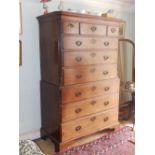 A Georgian mahogany tallboy, having three short drawers over three long graduated drawers,fluted