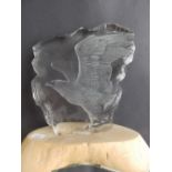 A modern intaglio glass eagle plaque