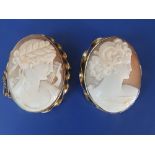 A '9ct' oval cameo brooch and one other. (2)