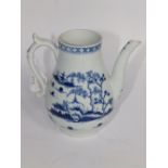 An 18thC Worcester blue & white cannonball coffee pot – missing cover.