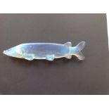 A blue opalescent glass fish jar – registered number 29781, 10” across.