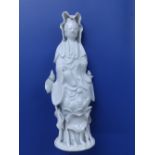 A Chinese blanc-de-chine figure of Kuan Yin – hands missing.