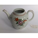 A small Worcester floral decorated teapot and a Bar Flight & Barr cream jug. (2)