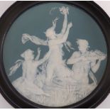 A Mettlach pate-sur-pate charger, depicting Aphrodite astride a dolphin engaged in a Bacchanalian