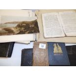 Guy's British Spelling Book, 1823', a Ready Reckoner, one other and various cuttings including an '