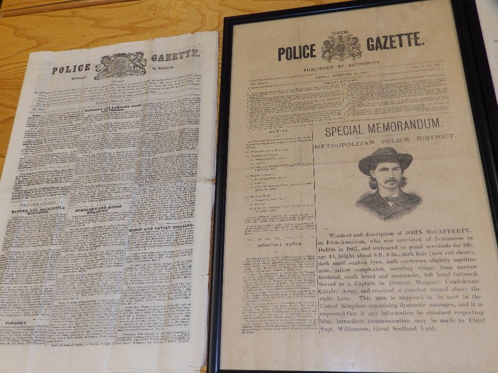 Two copies of the Police Gazette, dated May 1881 and another dated Feb 1884 (3)