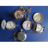 A 20thC Russian Molnija pocket watch and four other modern Russian pocket watches. (5)