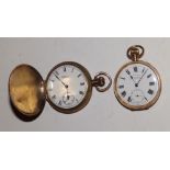 A 9ct gold Waltham hunter cased pocket watch – presentation engraving to cover interior partially