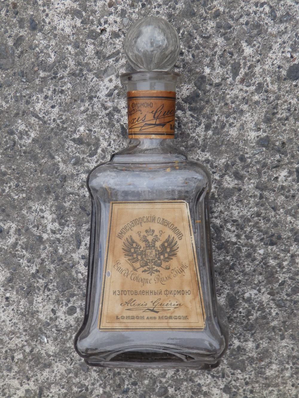 A Russian eau-de-cologne bottle.