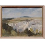 Edward Wesson RI (1910-1983) oil on board – Chalk cliffs in a landscape, signed , 7.5” x 10”.