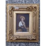 A miniature oil on panel – Young Sailor boy – monogrammed.