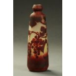 A Muller Freres Luneville Raisins cameo glass vase, circa 1915, claret and dark red overlaid with