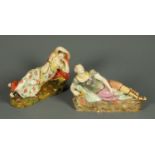 A pair of early 19th century Staffordshire figures, Anthony and Cleopatra. Each length approximately