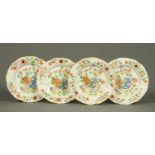 Four 19th century Masons Patent Ironstone china decorative plates, polychrome.  Diameter 22 cm.