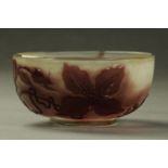 An Emile Galle Nancy clematis fire polished cameo glass bowl, circa 1904-5,