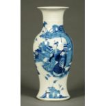 A 19th century blue and white Chinese vase, decorated with figures, character marks to base within