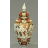 A late 18th century Imari lidded vase, large form,