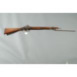 1856 Tower Musket, lock stamped with crown and VR, percussion, 22 inch barrel, fitted with bayonet,