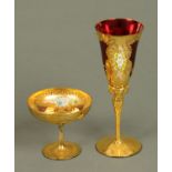 A small Venetian glass tazza and goblet. Diameter and height 11 cm and 23 cm respectively.