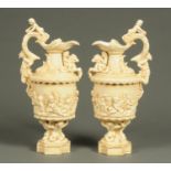 A pair of Rudolstadt porcelain ewers. Height 38 cm.