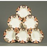 Six Royal Crown Derby soup bowls, Imari pattern. Diameter 26.5 cm.