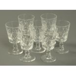 A set of seven Brierley Crystal port glasses.