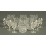 A set of six Edinburgh Crystal Thistle whisky tumblers, and six liquor glasses (see illustration).