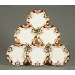 Six Royal Crown Derby Imari pattern dinner plates. Diameter 26 cm.