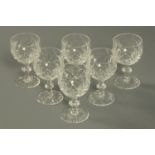 A set of six sherry or port glasses.