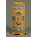 A Doulton Lambeth Silicone Ware cylindrical umbrella stand, with incised and moulded decoration.