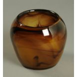 A Davidson brown glass vase, globular. Height 15 cm.