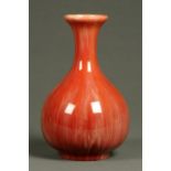 A Pilkington's Lancastrian vase, pink. Height 30 cm (see illustration).