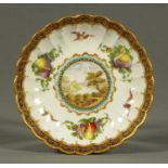 A rare Worcester polychrome saucer,