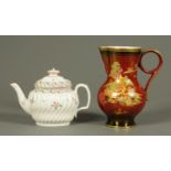 An 18th century Newhall porcelain teapot, polychrome,