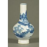 A 19th century Chinese blue and white vase, handpainted and with four character mark to base.