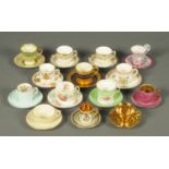 Fourteen cabinet cups and saucers, various, including Coalport, Shelley, etc.