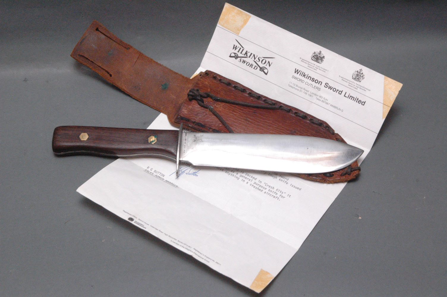 Wilkinson Sword Survival knife, blade stamped Wilkinson Sword Ltd.