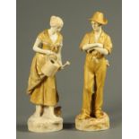 A pair of Royal Dux figures, gardeners. Height 44 cm.