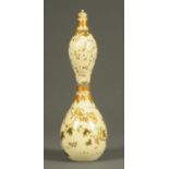 A Japanese Meiji period Satsuma gourd shaped vase, with lid,