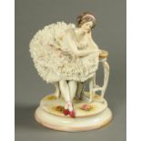 A Volestedte Aelteste figurine, lace ballerina. Height 28 cm.