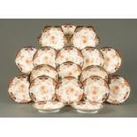 A Royal Crown Derby dessert service, dated 1901, 12 plates and 3 pairs of shaped comports.