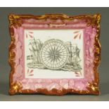 A Dixon Philip & Co. Sunderland lustre plaque, "The Mariner's Compass". 19 cm x 21.