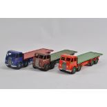 Trio of Dinky No. 502 Foden Flat Truck Lorrys. Some Restoration but generally Fair to Excellent. (
