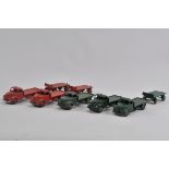 Dinky No. 422 Fordson Lorry group with some trailers. Fair Plus to Very Good. (8)