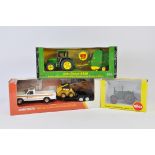 Ertl 1/32 John Deere 6410 Tractor and Round Baler Set plus JD Pickup truck, loader and skid steer.