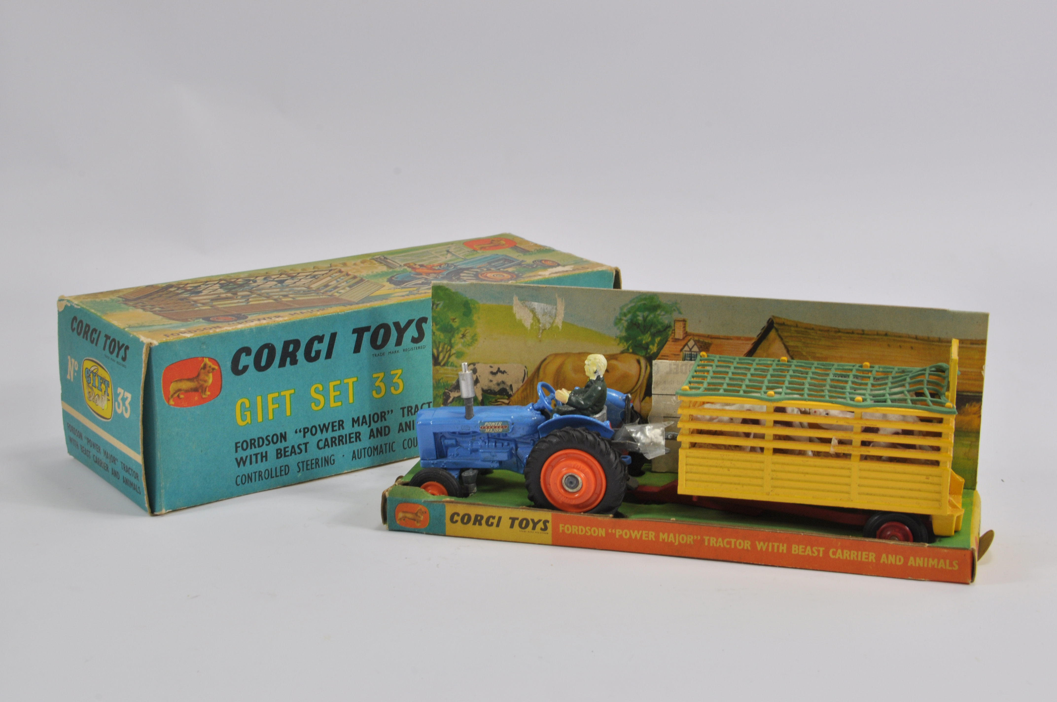 Corgi GS No. 33 Fordson Power Major Tractor with Beast Carrier and Animals. Generally NM to M in