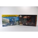 Duo of Italeri 1/24 Scale Truck Model Kits. MB Actros Black plus Scania R730 Black Amber. As New. (