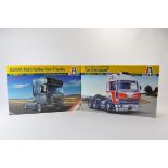 Duo of Italeri 1/24 Scale Truck Model Kits. Scania R620 Topline plus Berliet Le Centaure. As New. (