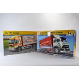 Duo of Italeri 1/24 Scale Truck Model Kits. Magirus Deutz 360M19 Canvas plus DAF 95 Canvas. As